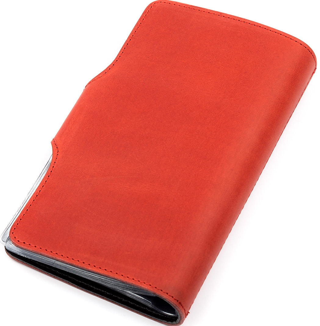 Large Red Leather Business Card Holder SHVIGEL 13907 Ukrainian Natural Leather