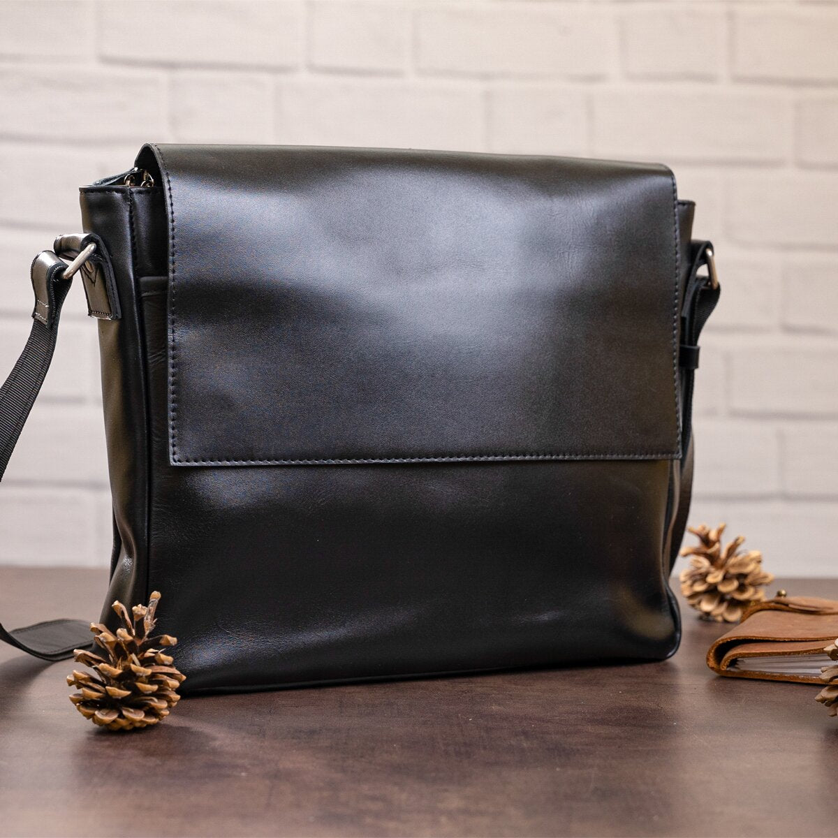 Leather Bag SHVIGEL 11039 Black - Premium Quality Natural Leather from Ukraine