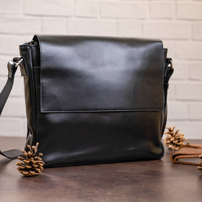 Leather Bag SHVIGEL 11039 Black - Premium Quality Natural Leather from Ukraine