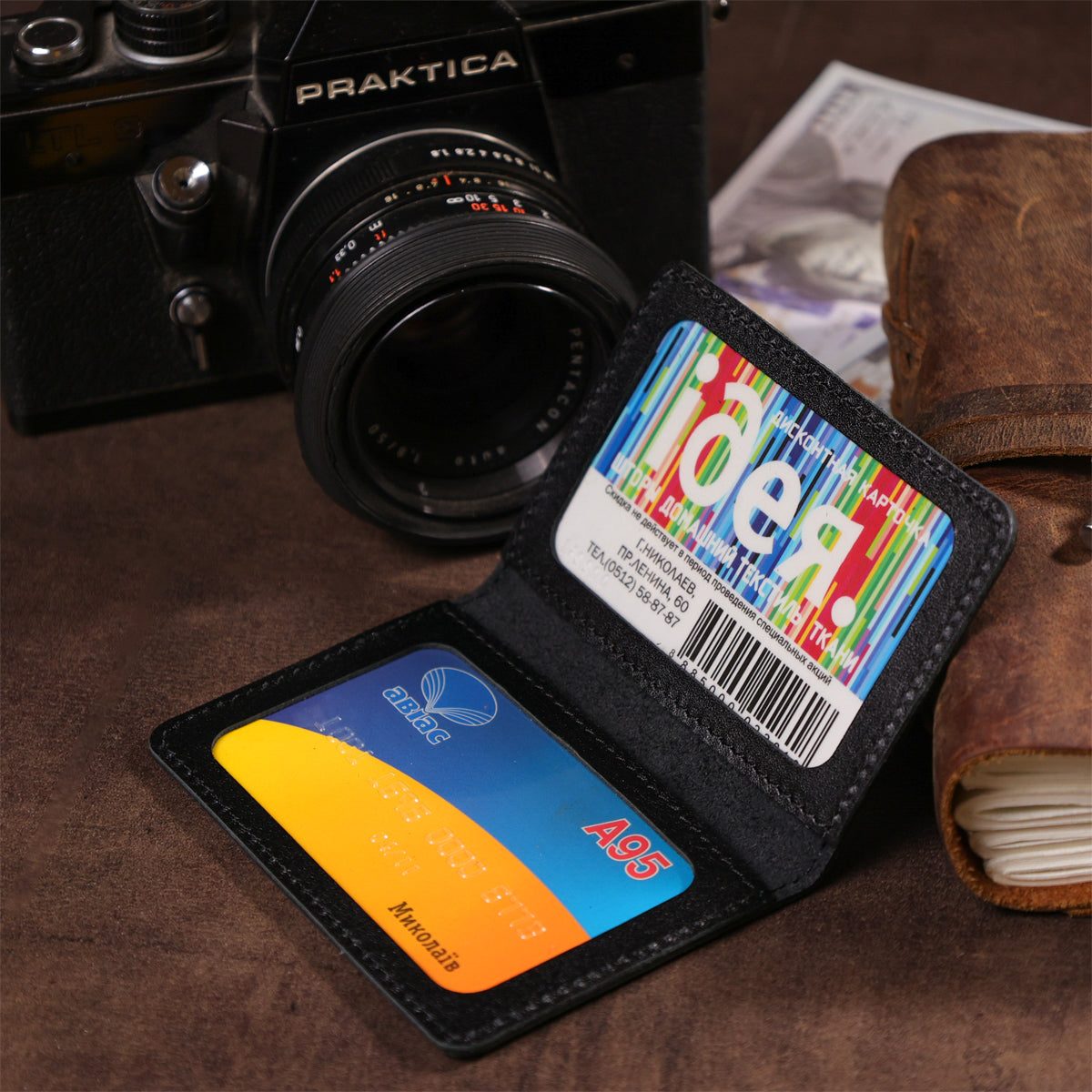 Leather Driver's License Cover SHVIGEL 13968 Black Natural Leather Made in Ukraine