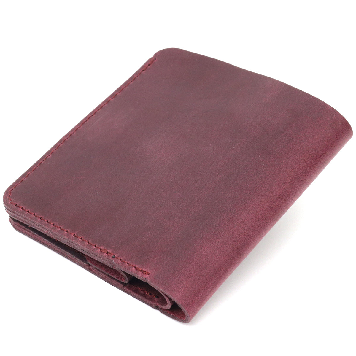 Leather Matte Wallet SHVIGEL 16604 Burgundy Natural Leather Crafted in Ukraine