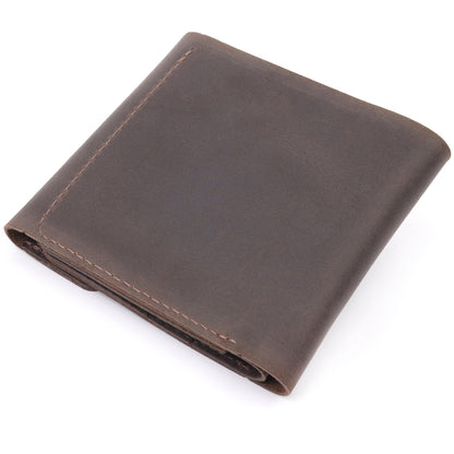 Vintage Leather Wallet SHVIGEL 16613 Brown Handmade from Natural Leather
