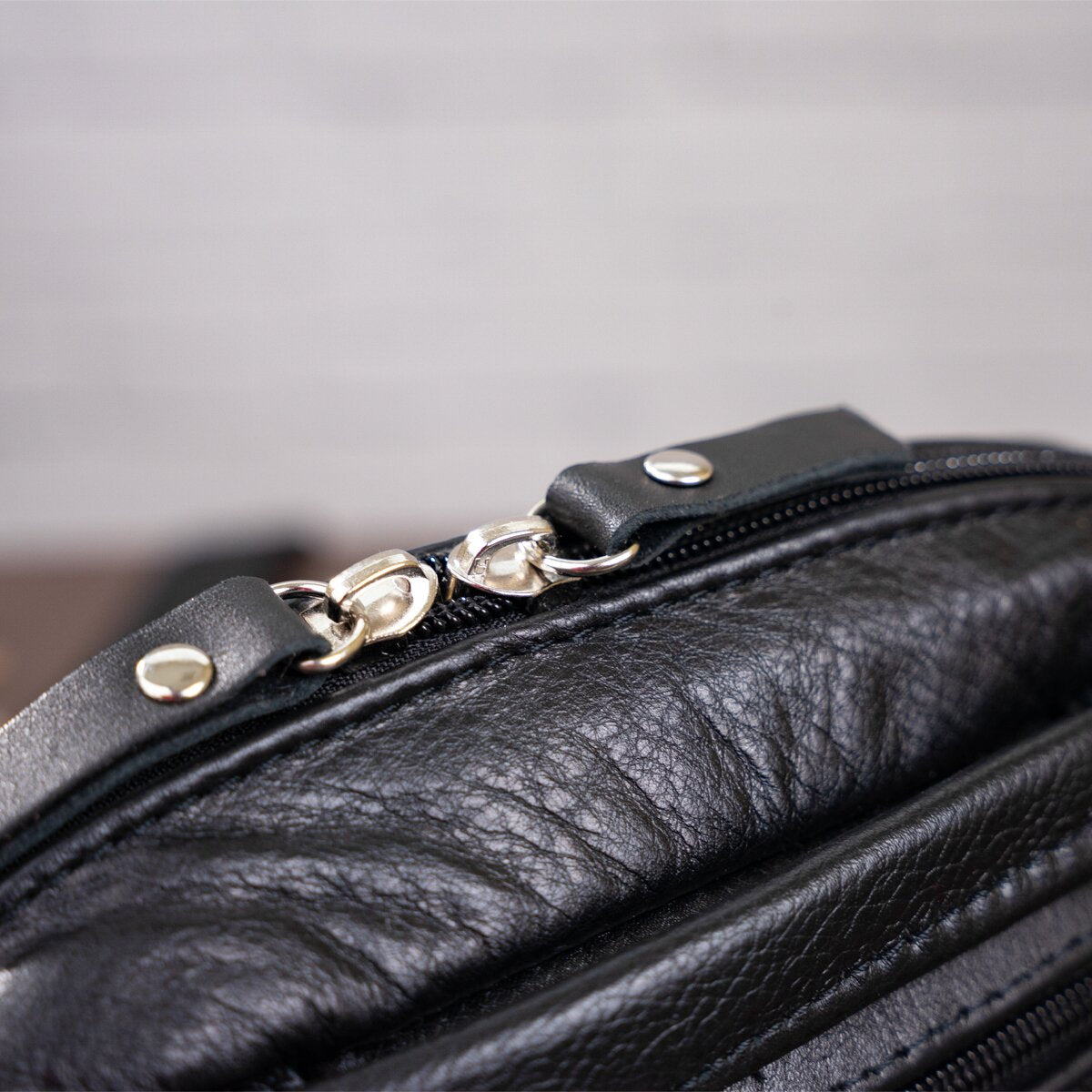 Men's Leather Bag SHVIGEL 15213 Black Genuine Leather Handmade from Ukraine