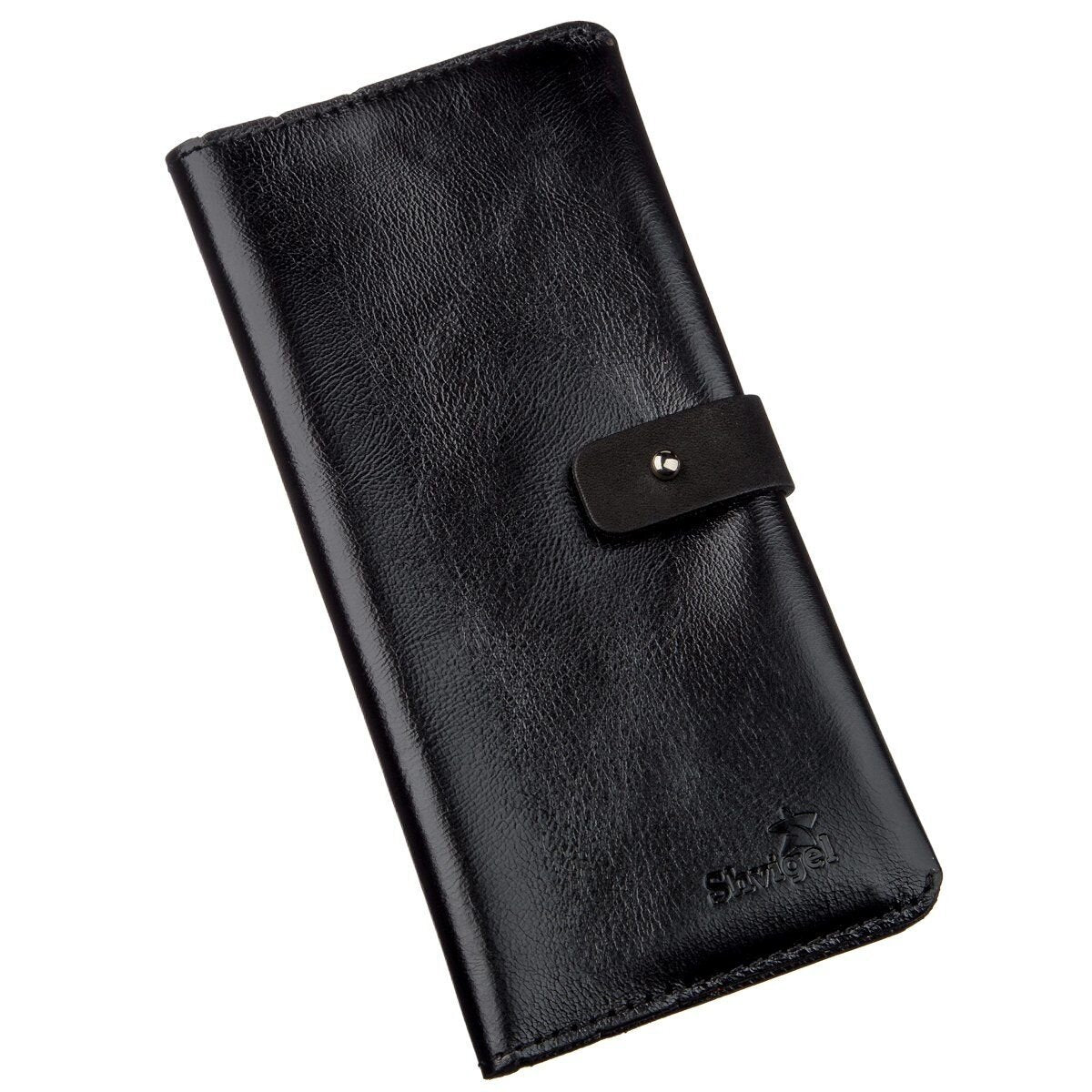 Men's Vertical Wallet SHVIGEL 16204 Black Genuine Leather Made in Ukraine