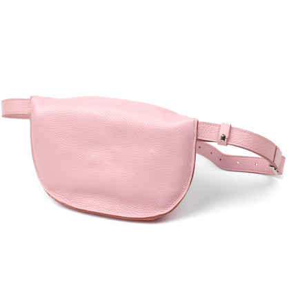 Women's Leather Banana Bag SHVIGEL 16375 Pink Natural Leather Durable Design