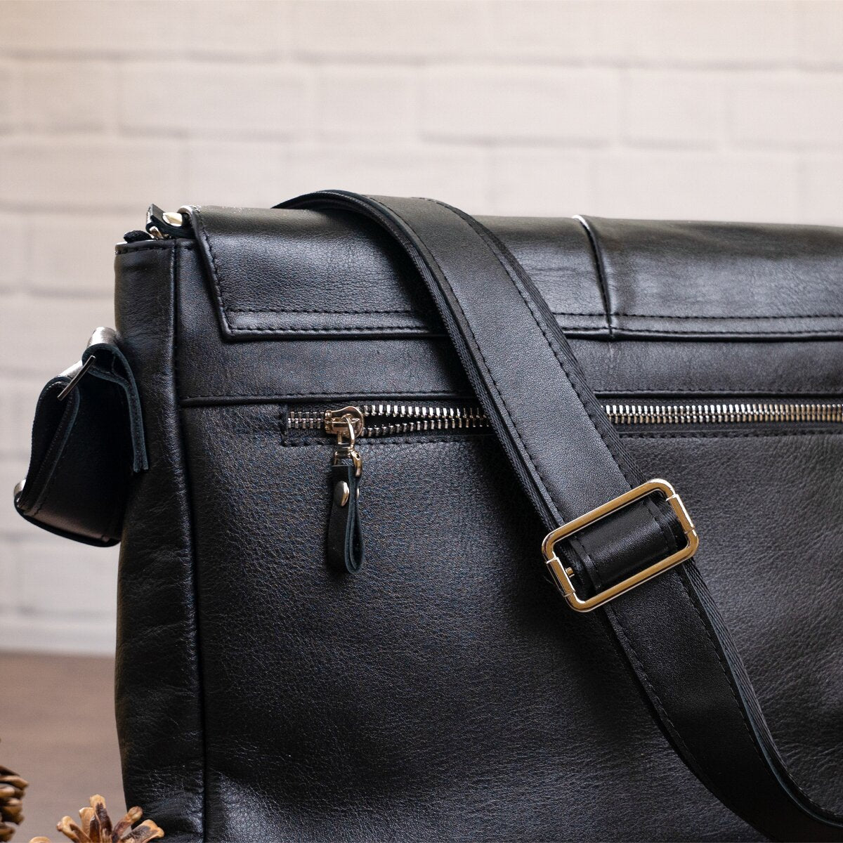 Leather Bag SHVIGEL 11130 Black Genuine Leather Craftsmanship Ukraine