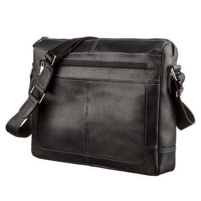 Men's Leather Shoulder Business Bag SHVIGEL 11246 Black Genuine Leather Durable Design