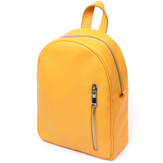 Bright Yellow Leather Women's Backpack SHVIGEL 16321 - Handmade in Ukraine