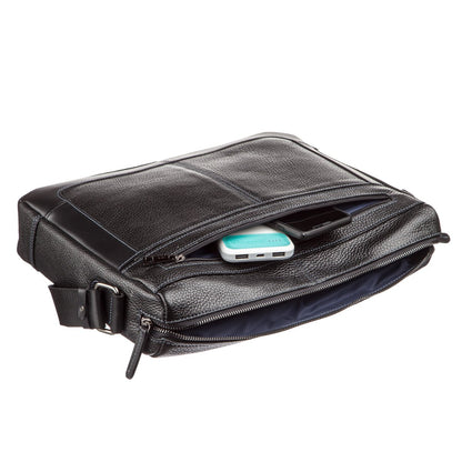 Business Shoulder Bag for Men SHVIGEL 11244 Black Genuine Floater Leather