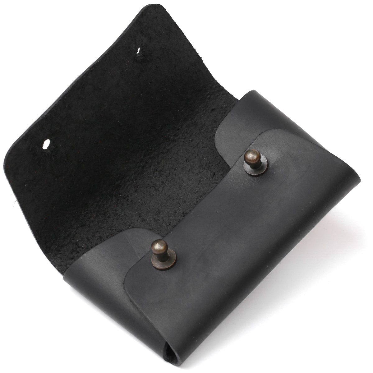 Business Card Holder SHVIGEL 16159 Black Vintage Natural Leather Made in Ukraine