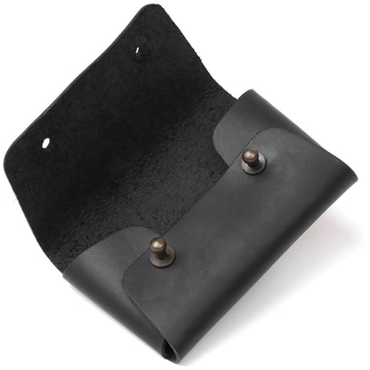 Business Card Holder SHVIGEL 16159 Black Vintage Natural Leather Made in Ukraine