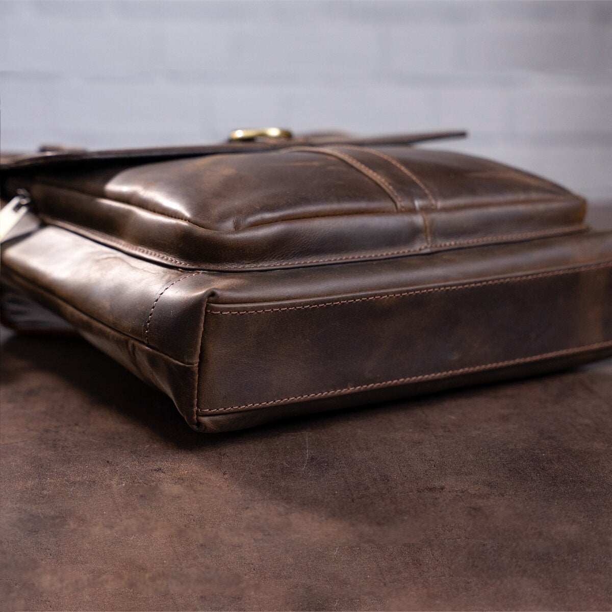 Men's Leather Bag SHVIGEL 11113 Brown Genuine Leather Handmade in Ukraine