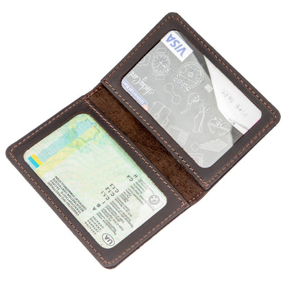 Leather Driver's License Holder SHVIGEL 13962 Brown Genuine Leather Made in Ukraine