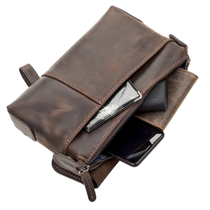 Men's Leather Clutch SHVIGEL 11085 Brown Natural Leather High-Quality Design