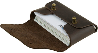 Business Card Holder SHVIGEL 16160 Brown Genuine Leather for Business Cards
