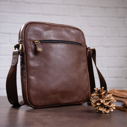 Men's Leather Bag SHVIGEL 19112 Brown Natural Leather Stylish Design