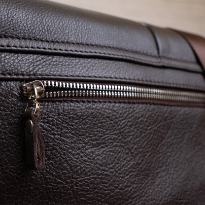 Leather Bag SHVIGEL 00798 Brown, Made in Ukraine, Genuine Leather Material
