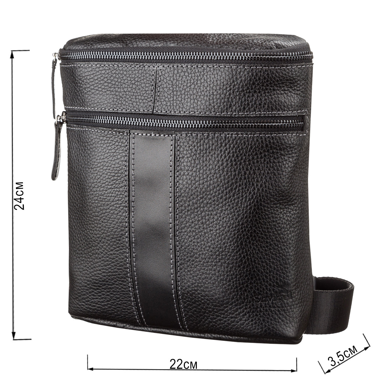 Men's Leather Bag SHVIGEL 11102 Black Genuine Leather Made in Ukraine