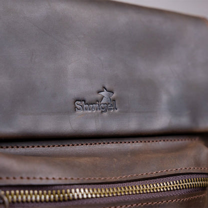 Men's Leather Bag SHVIGEL 11095 Brown Natural Leather High-Quality Design