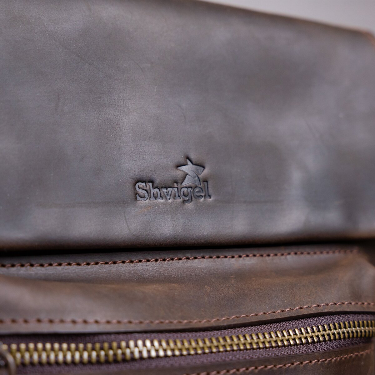 Men's Leather Bag SHVIGEL 11095 Brown Natural Leather High-Quality Design