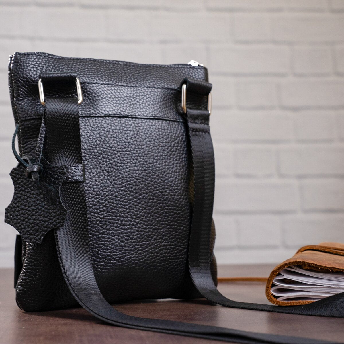 Leather Handbag SHVIGEL 11025 Black Genuine Leather from Ukraine, Stylish Design
