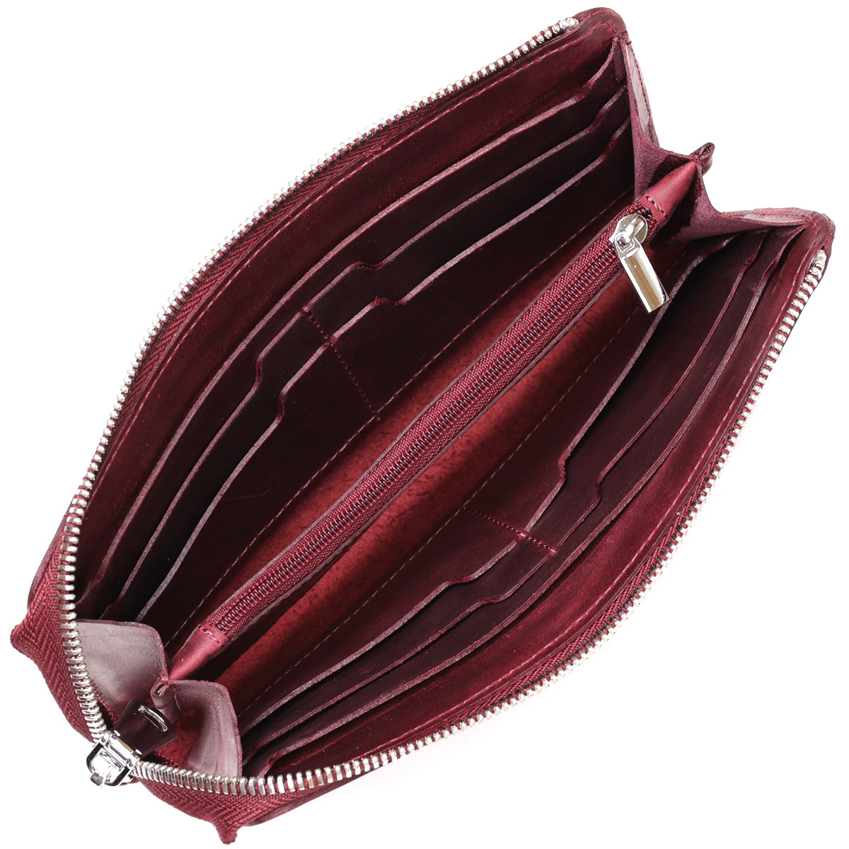 Unisex Vintage Leather Clutch by SHVIGEL 16187 in Burgundy - Natural Leather, Ukraine