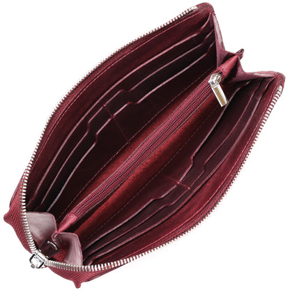 Unisex Vintage Leather Clutch by SHVIGEL 16187 in Burgundy - Natural Leather, Ukraine