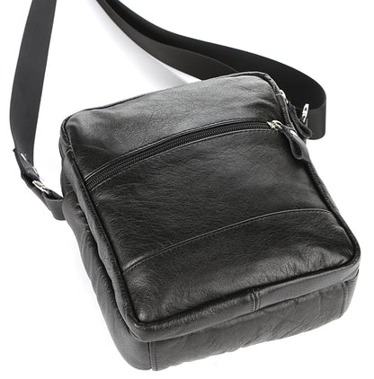 Men's Leather Bag SHVIGEL 00926 Black Handmade in Ukraine, Durable Natural Leather