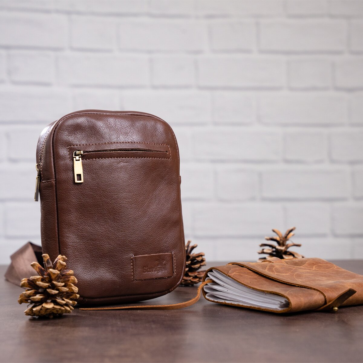 Men's Leather Bag SHVIGEL 19103 Brown | Natural Leather | Ukrainian Craftsmanship