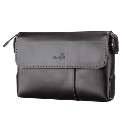 Men's Leather Clutch SHVIGEL 11084 Black Natural Leather Made in Ukraine
