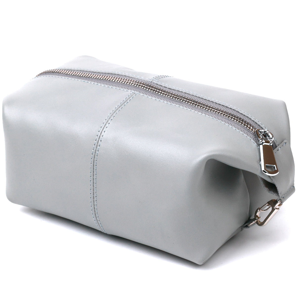 Practical Leather Cosmetic Bag SHVIGEL 16404 Gray Natural Leather Material