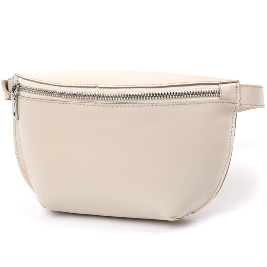 Stylish Women's Leather Fanny Pack SHVIGEL 16391 Beige Genuine Leather Design