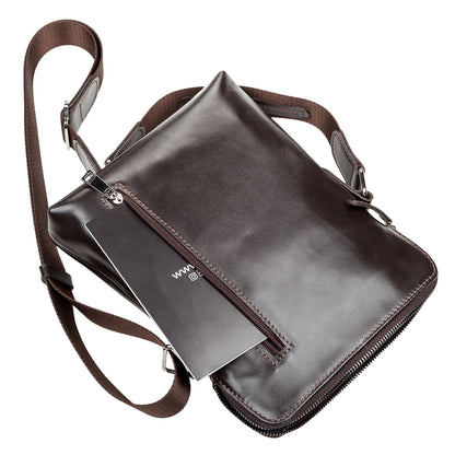 Men's Leather Bag SHVIGEL 11100 Brown Natural Leather Handcrafted in Ukraine