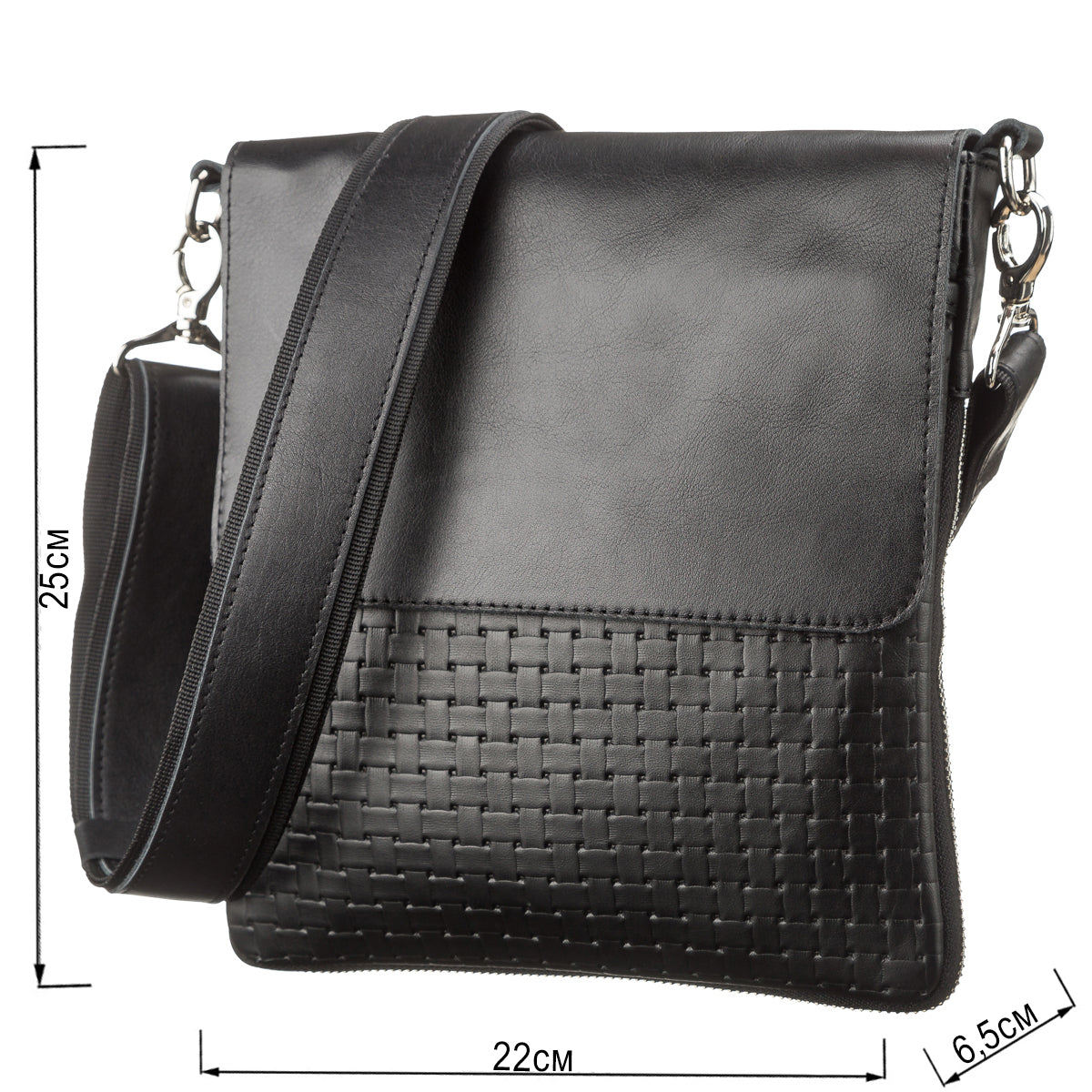 Leather Bag SHVIGEL 11124 Black Natural Leather Made in Ukraine with Durable Design