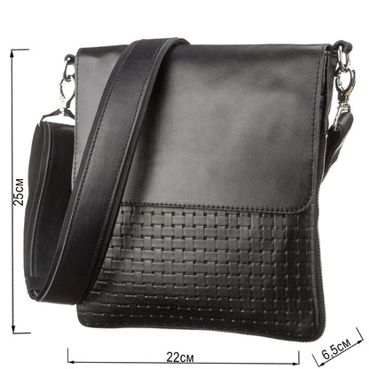 Leather Bag SHVIGEL 11124 Black Natural Leather Made in Ukraine with Durable Design