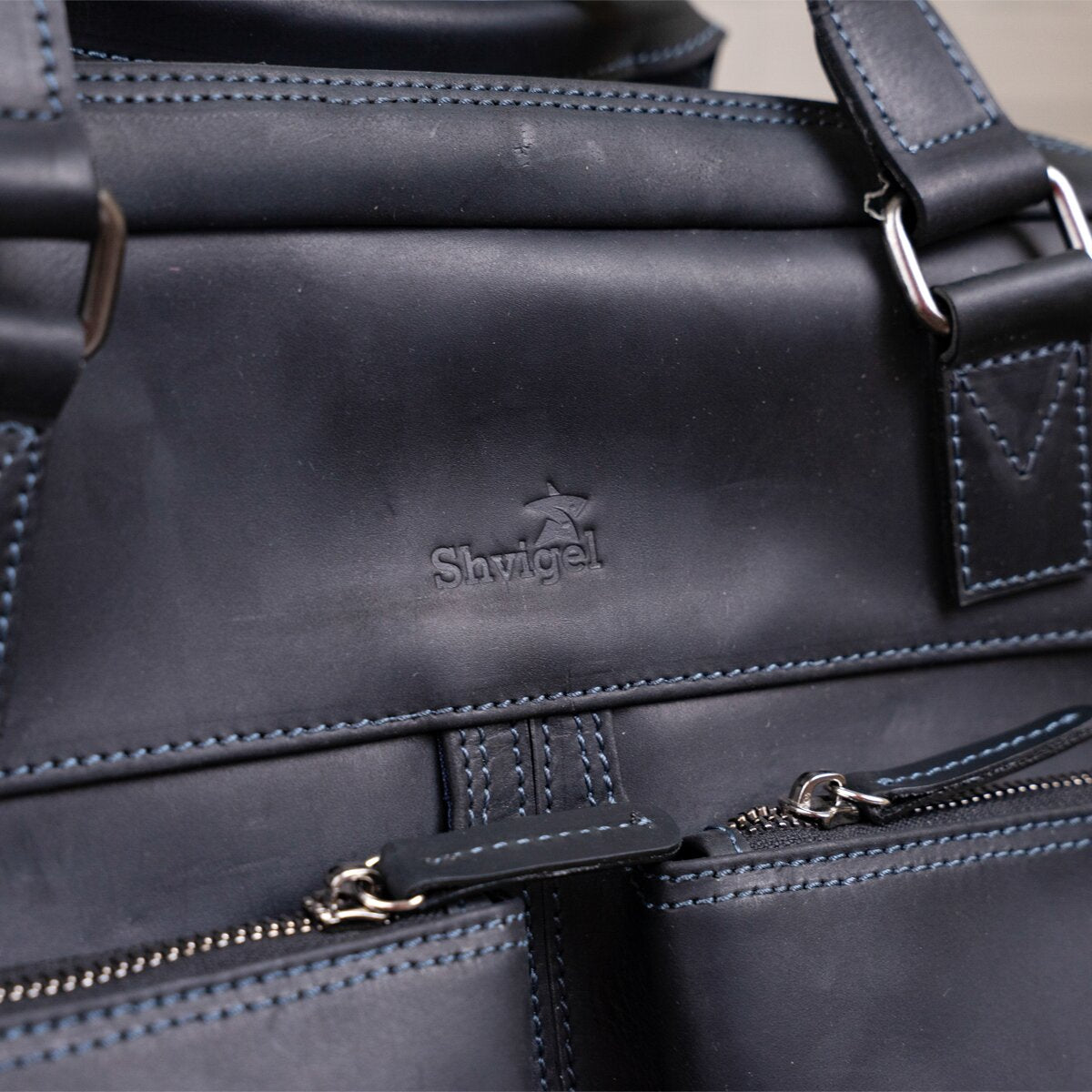Men's Leather Bag SHVIGEL 11117 Black Crafted from Natural Leather in Ukraine