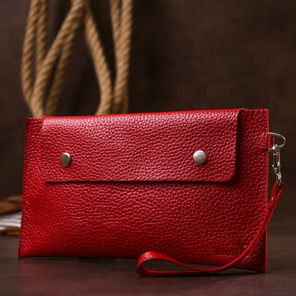 Leather Travel Cosmetic Bag SHVIGEL 16417 Red Natural Leather Made in Ukraine