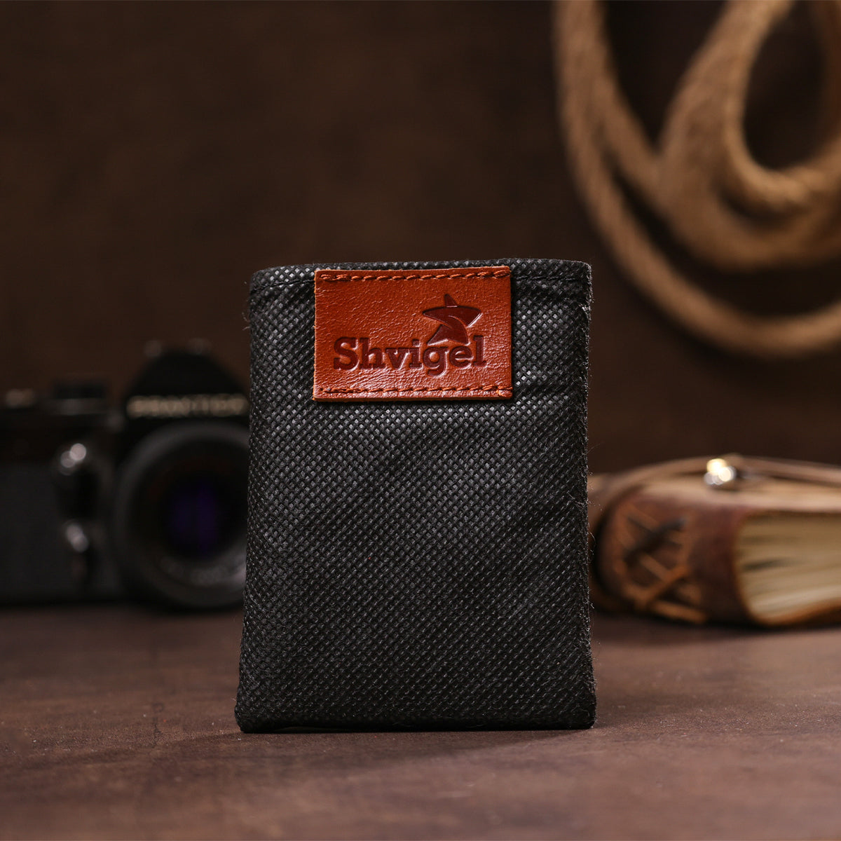 Leather Business Card Holder SHVIGEL 00115 Natural Leather for Business Cards, Ukraine
