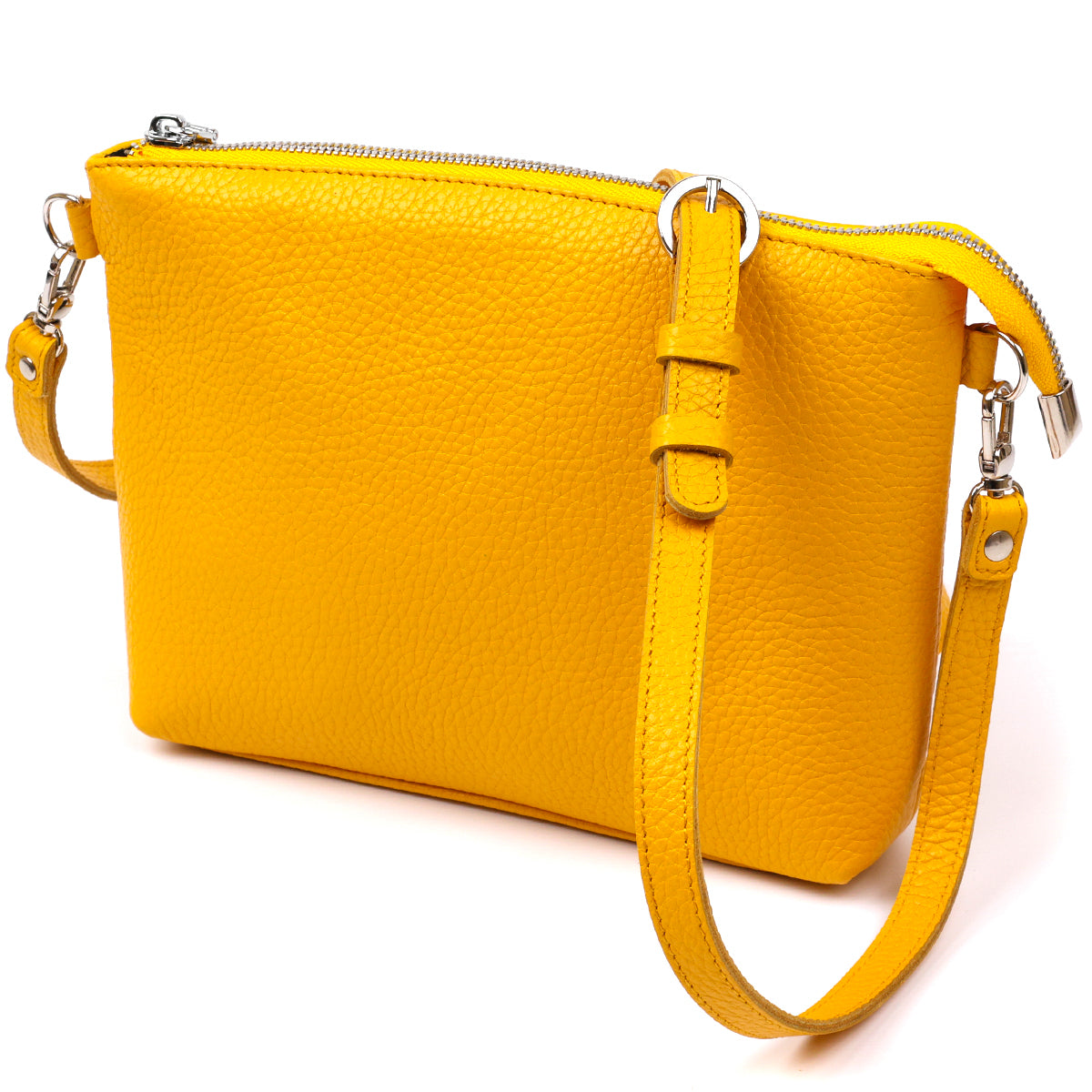 Women's Crossbody Bag SHVIGEL 16344 in Yellow Natural Leather - Made in Ukraine