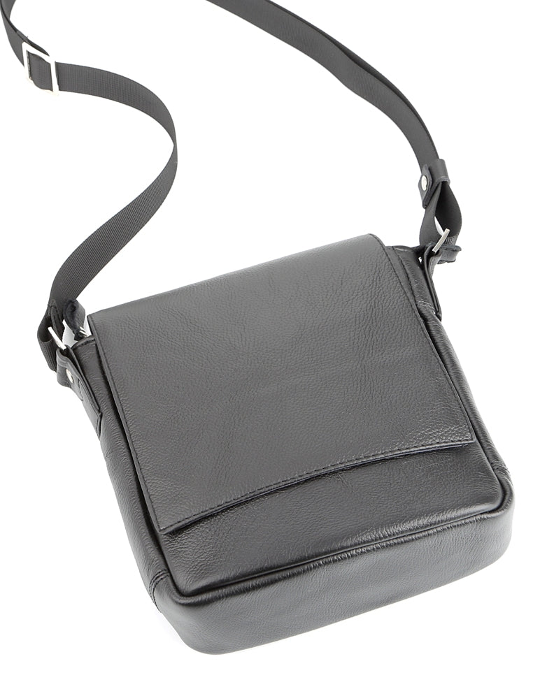 Black Messenger Bag SHVIGEL 00964 | Genuine Leather | Made in Ukraine