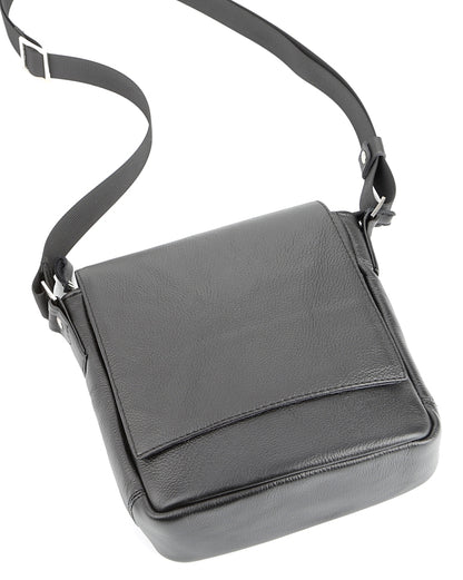 Black Messenger Bag SHVIGEL 00964 | Genuine Leather | Made in Ukraine