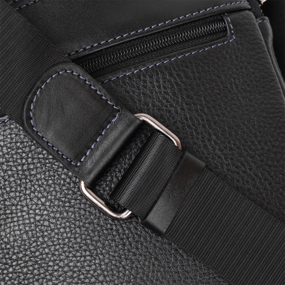 Men's Leather Satchel Bag SHVIGEL 11283 Black, Two Compartment Flotar Design