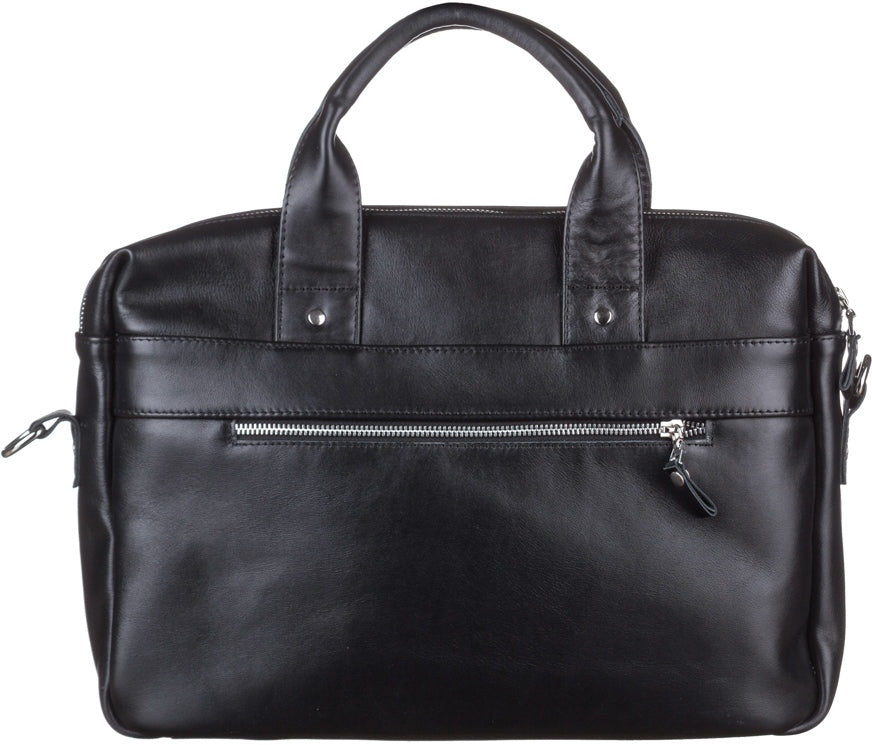 Laptop Bag SHVIGEL 11041 Black Genuine Leather Handmade in Ukraine