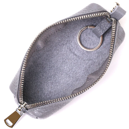 Fashionable Leather Keychain SHVIGEL 16543 Gray Natural Leather, Key Holder