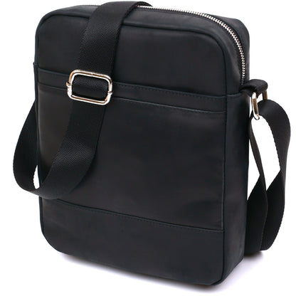 Vintage Men’s Shoulder Bag SHVIGEL 16331 Black Genuine Leather, Ukraine Made