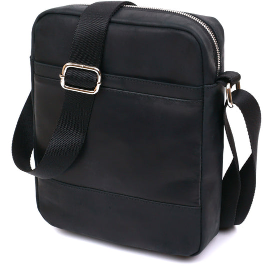 Vintage Men’s Shoulder Bag SHVIGEL 16331 Black Genuine Leather, Ukraine Made