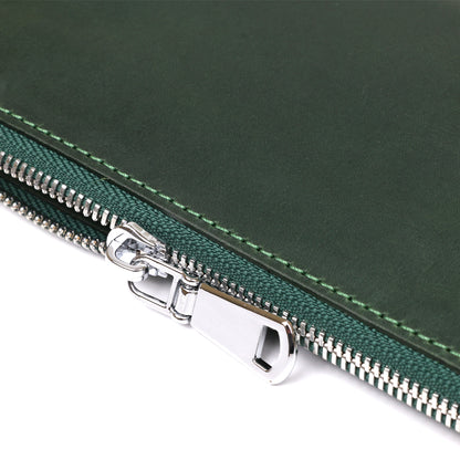 Unisex Vintage Leather Clutch SHVIGEL 16188 Green Natural Leather from Ukraine