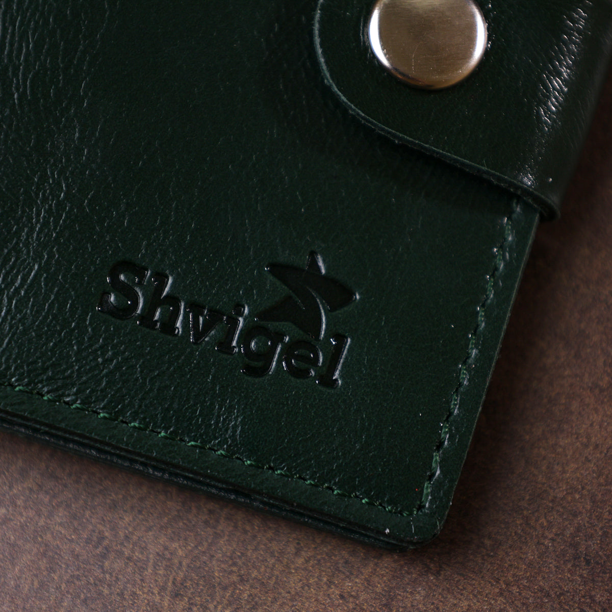 Men's Stylish Leather Wallet SHVIGEL 16483 Green Natural Leather, Ukrainian Craftsmanship
