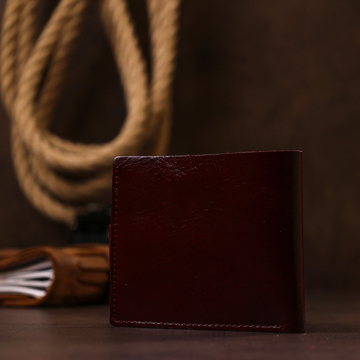 Glossy Leather Wallet for Women by SHVIGEL, Article 16463, Cherry Red, Genuine Leather