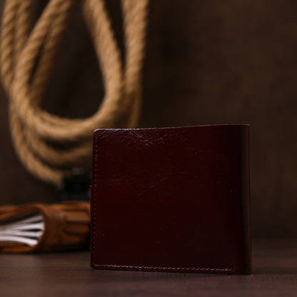 Glossy Leather Wallet for Women by SHVIGEL, Article 16463, Cherry Red, Genuine Leather